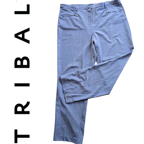 Tribal Straight Leg Steel Blue Pants Perfect for Work Or Casual Plus Size 18 - Picture 1 of 5